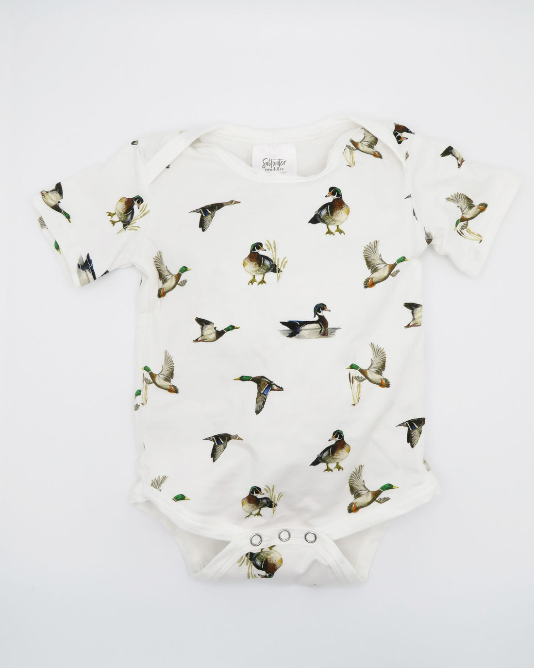 Soft cotton Baby Snap Onesie with Diving Ducks design