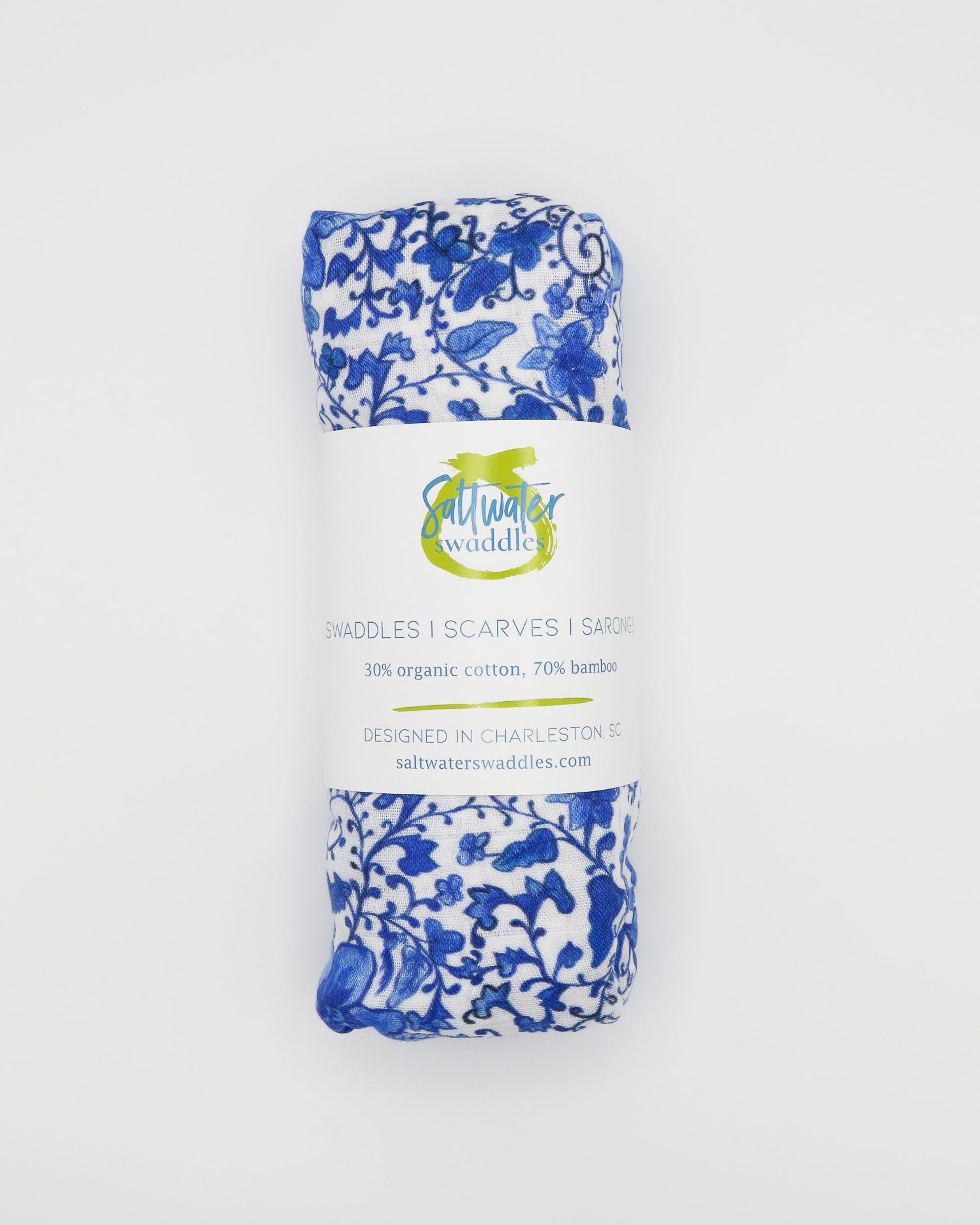 Charming Chinoiserie Print Baby Swaddle Blanket in Soft Organic Cotton