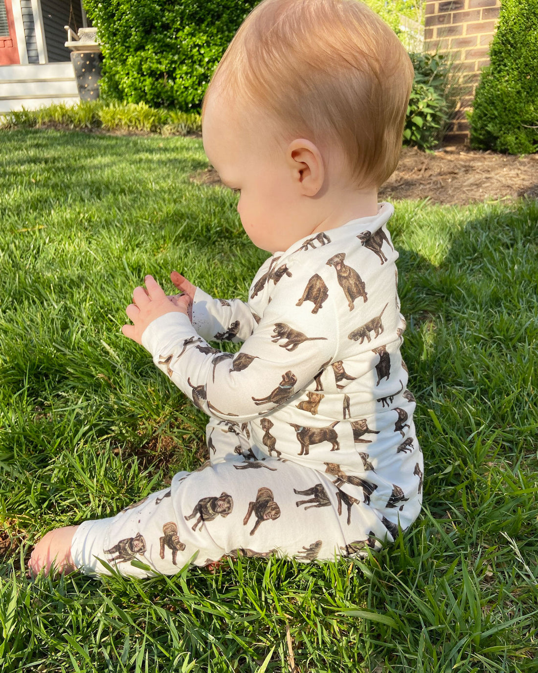 Adorable kids soft and comfy pajamas featuring Chocolate Labs design