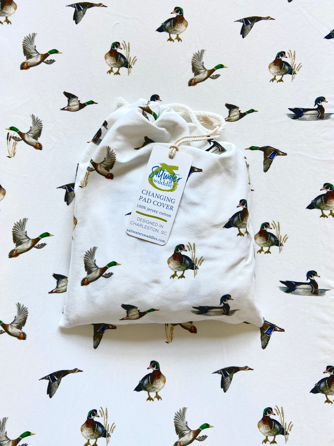 Diving Ducks Baby Changing Pad Cover made of 100% cotton jersey for nursery decor