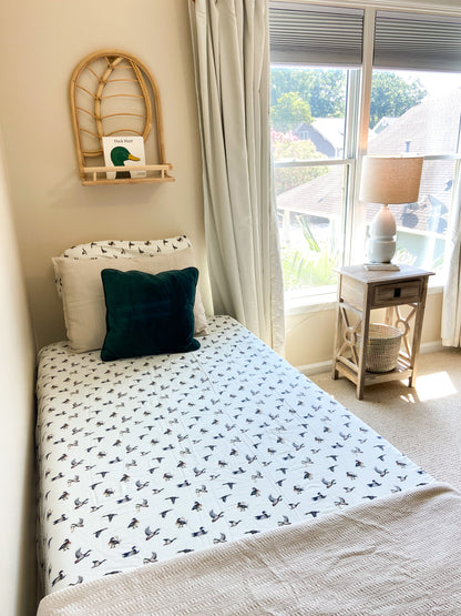 Duck-themed duvet cover made of bamboo fabric - Diving Ducks