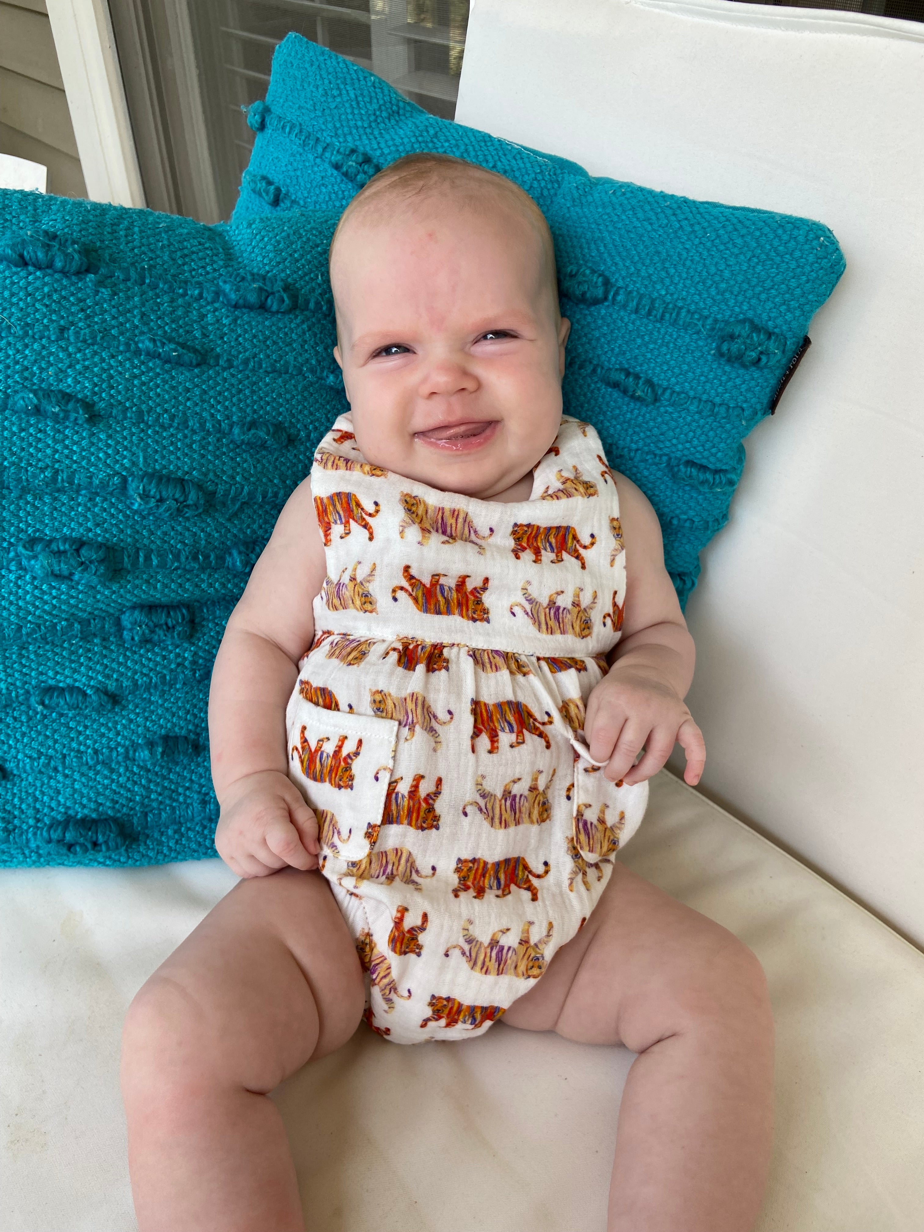 Easy Tiger Comfy Organic Cotton Sunsuit for Children with Snaps for Easy Diaper Changes