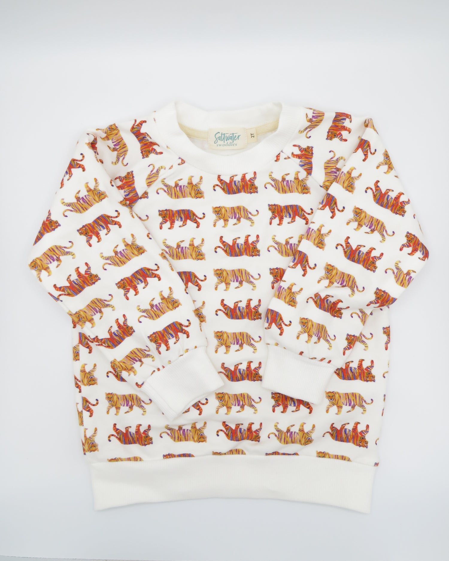 Easy Tiger print drop sleeve sweatshirt for kids in soft, comfy fabric