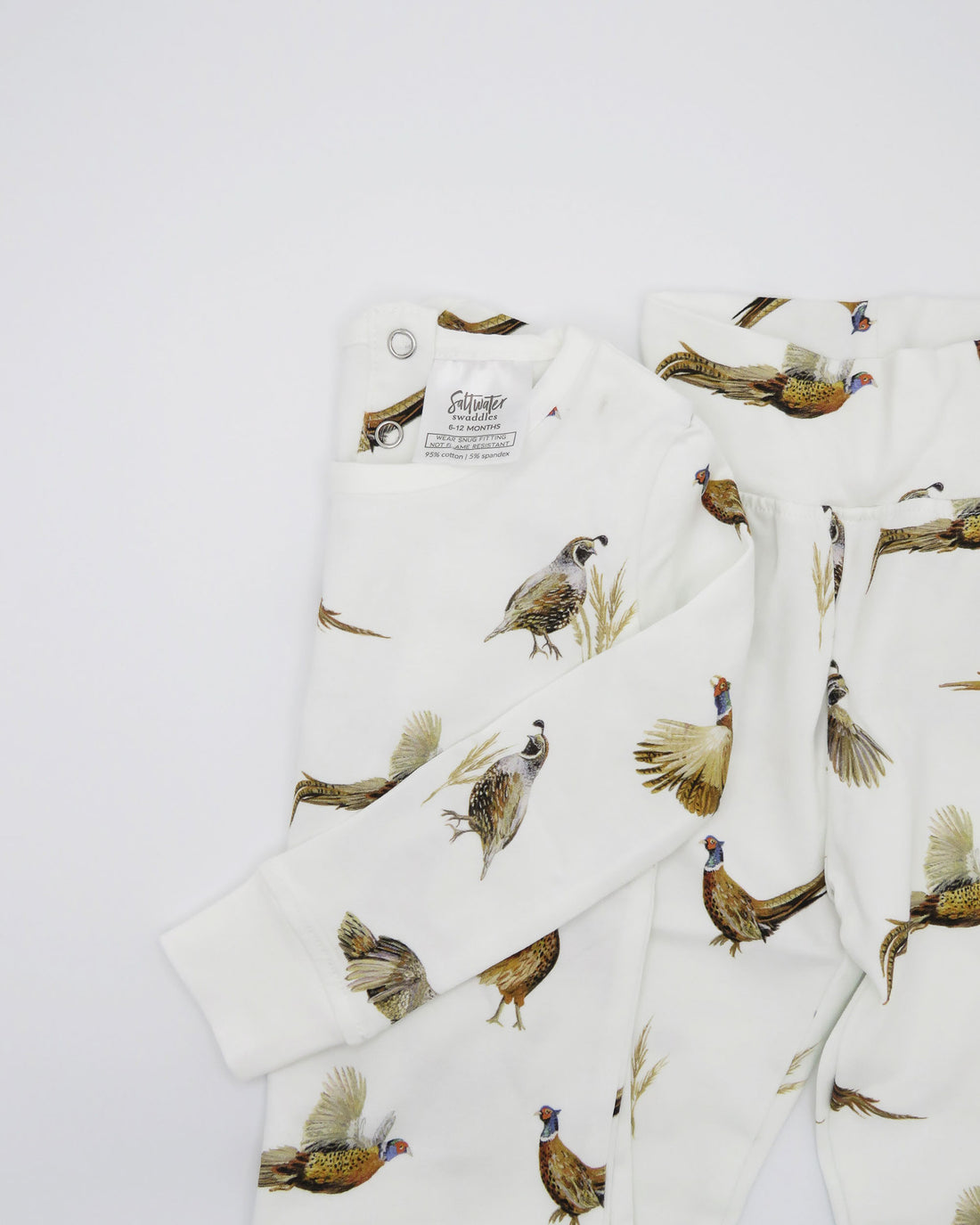 Kids pajamas with pheasant and quail print - soft cotton sleepwear or loungewear