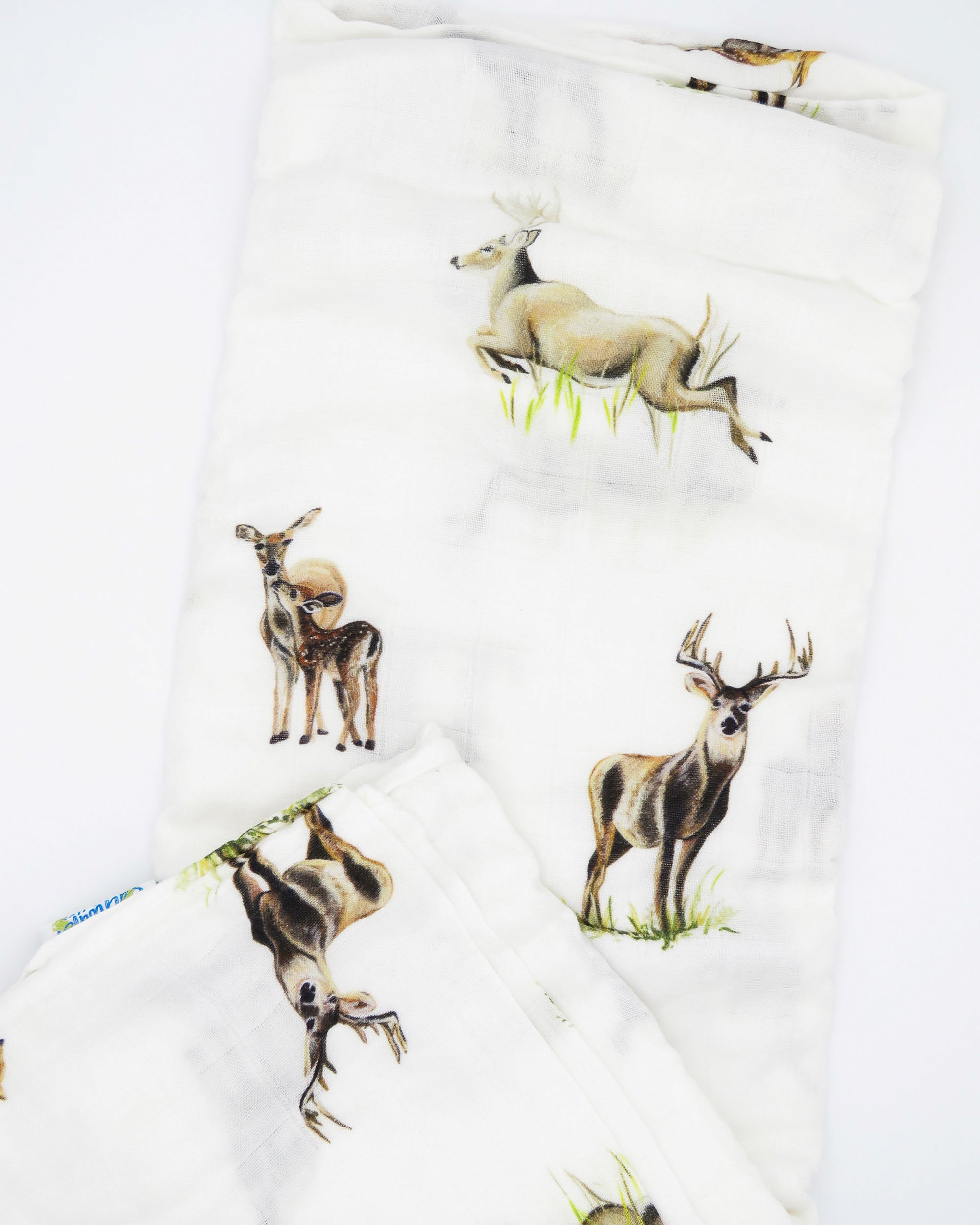 Little Fawn Big Yawn Deer Print Baby Swaddle - Soft Organic Cotton and Bamboo fabric