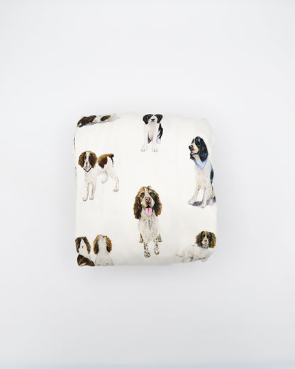 Soft Springer Spaniel crib sheet for baby nursery. Hypoallergenic and breathable crib bedding