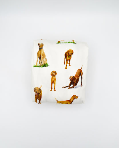 Vizsla crib sheet for baby nursery. Hypoallergenic and breathable crib bedding.