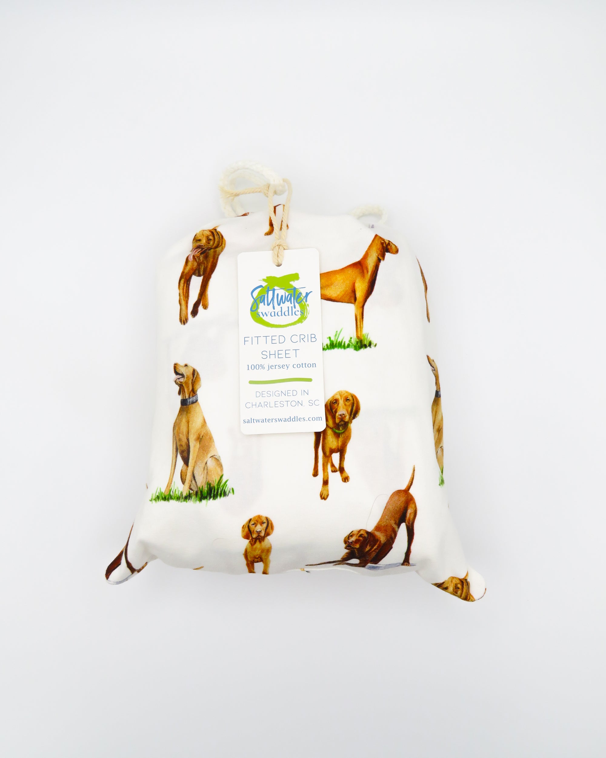 Vizsla crib sheet for baby nursery. Hypoallergenic and breathable crib bedding.